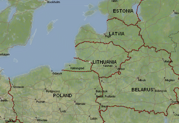 Карта польши и литвы и калининградской области