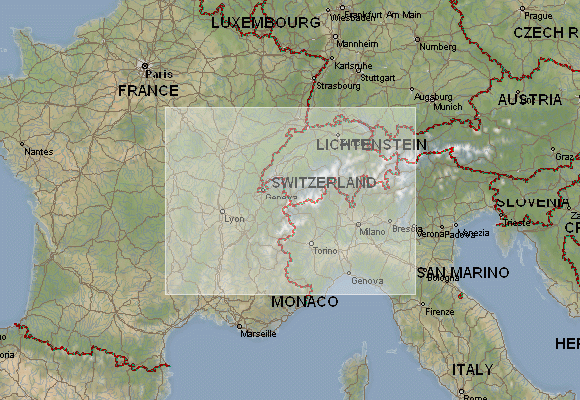 Map of france germany and switzerland