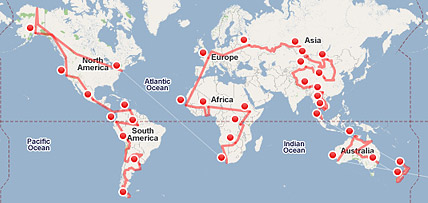 round the world trip map