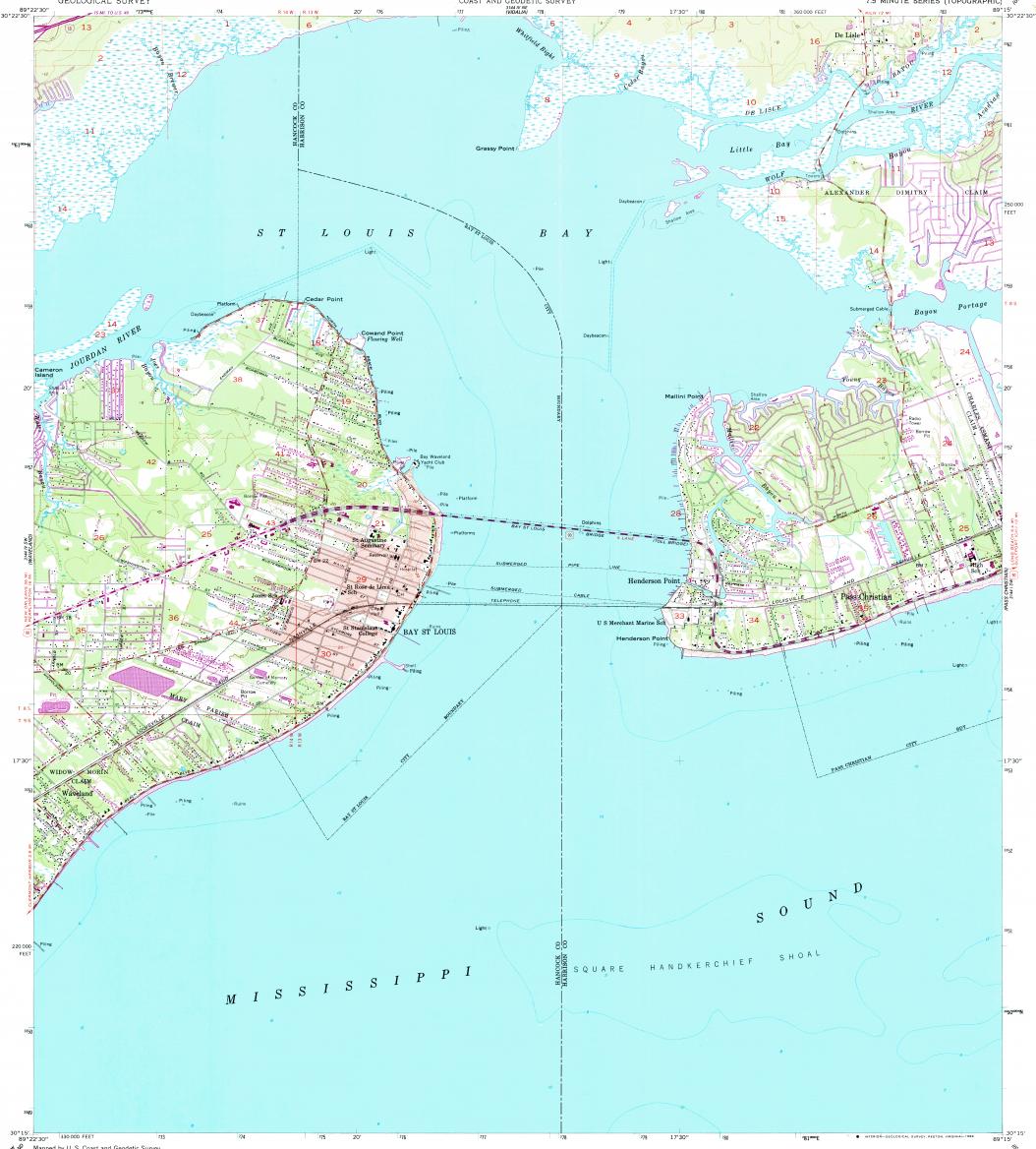 Download topographic map in area of Bay St. Louis - 0
