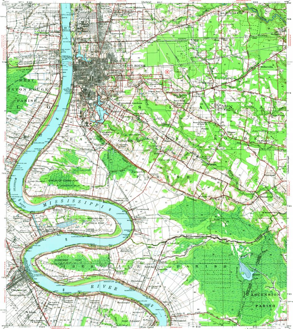 Download Topographic Map In Area Of Baton Rouge Shenandoah Port