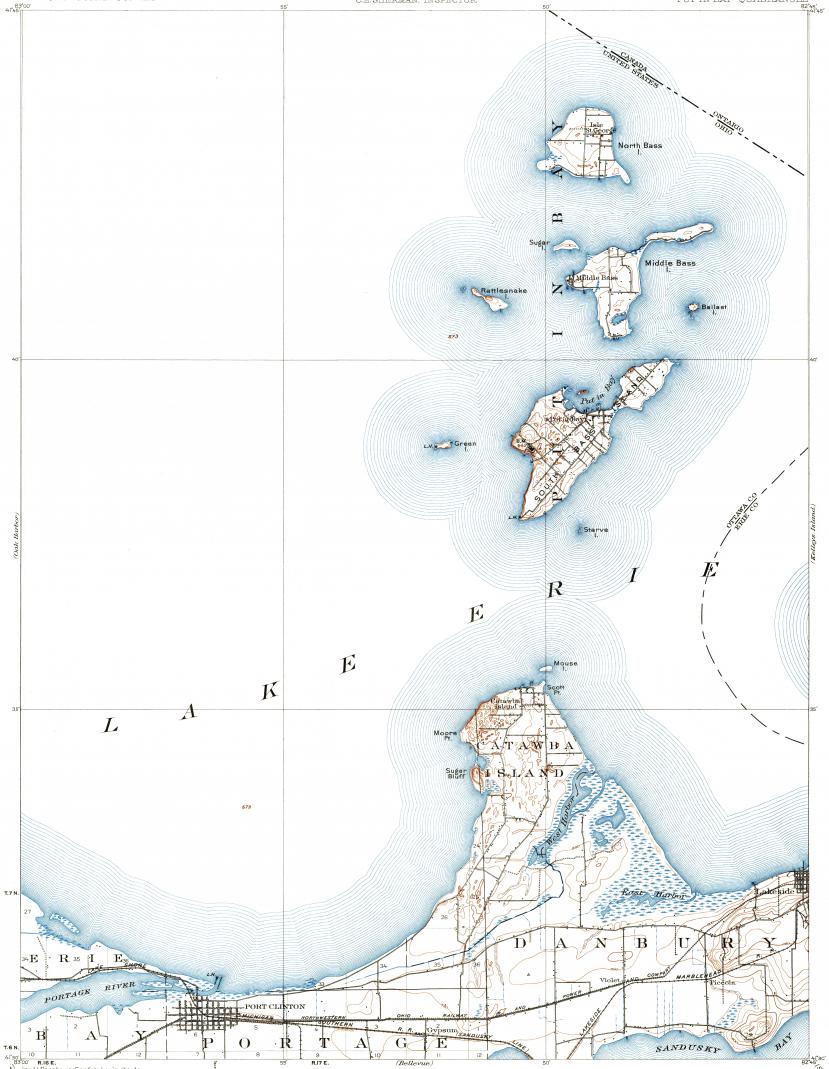 Download Topographic Map In Area Of Port Clinton Put In Bay