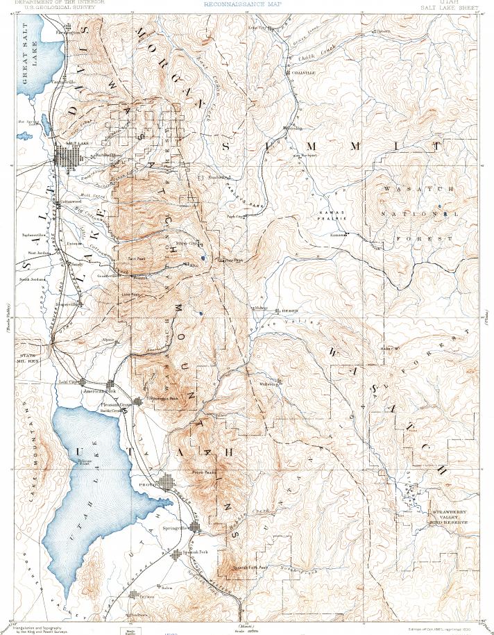 Download Topographic Map In Area Of Salt Lake City Provo