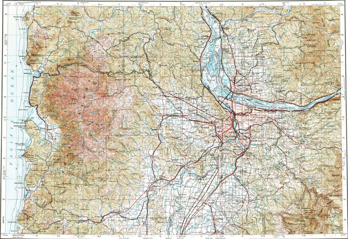 Download Topographic Map In Area Of Portland Beaverton Gresham