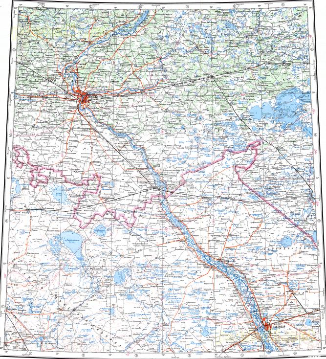 Download topographic map in area of Omsk, Pavlodar, Kupino ...