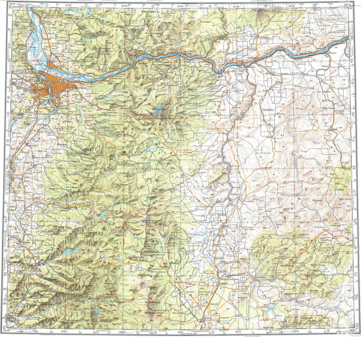 Portland Topographic Map Elevation Relief
